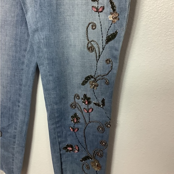 CHICO’s So Slimming Girlfriend Ankle Jeans 10 (1.5R) Embellished Boho festival - Picture 3 of 16